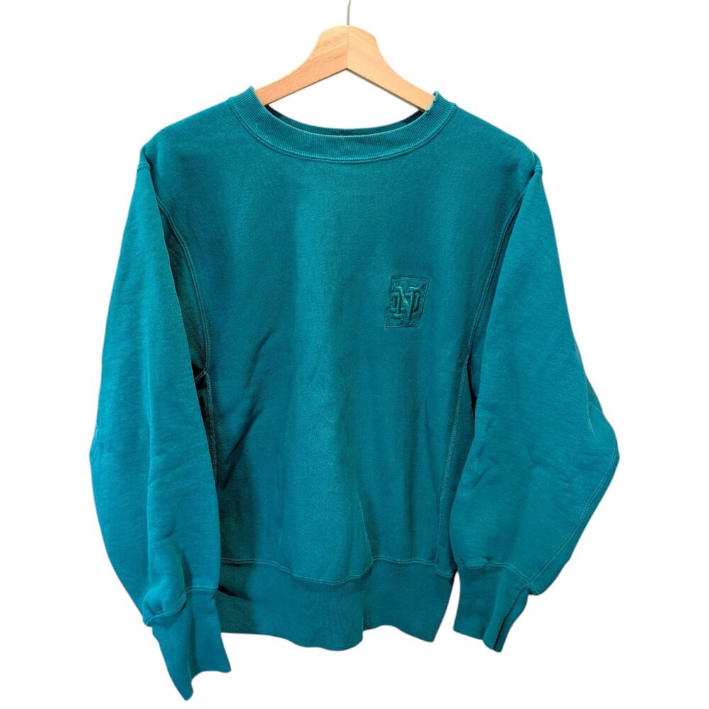 Vintage Champion Reverse Weave Notre Dame College Sweatshirt M Turquoise USA